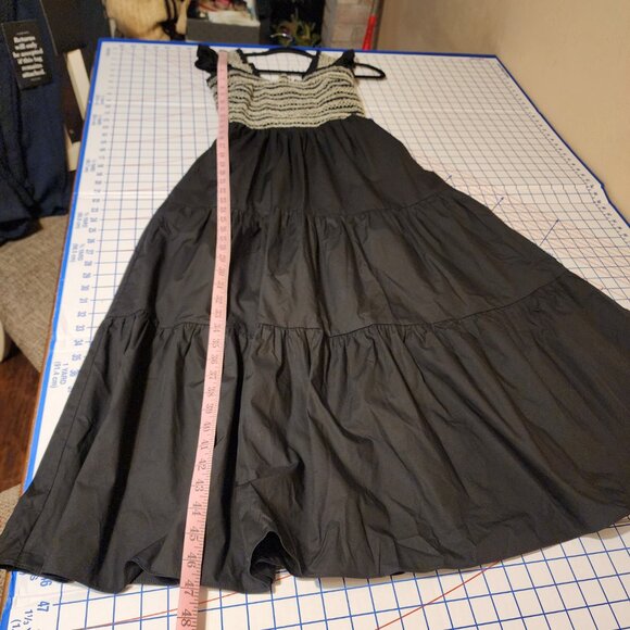 Greylin Black Felicia Multi Stitch Smocked Midi Dress NWT XS - Picture 2 of 10